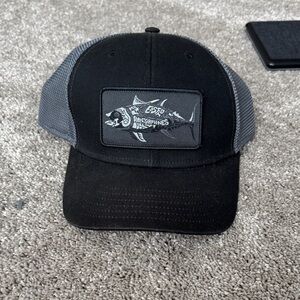 Vineyard Vines Black and Gray Fish Patch Hat